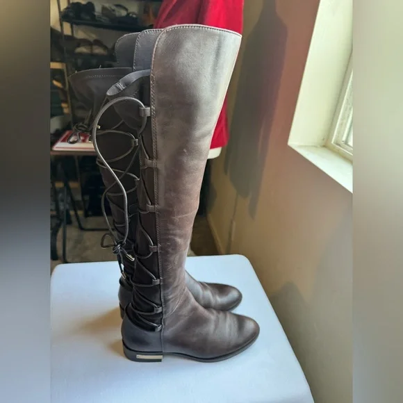 Vince Camuto Parle Leather over-the-knee boots a corset-style lace-up Size 6.5